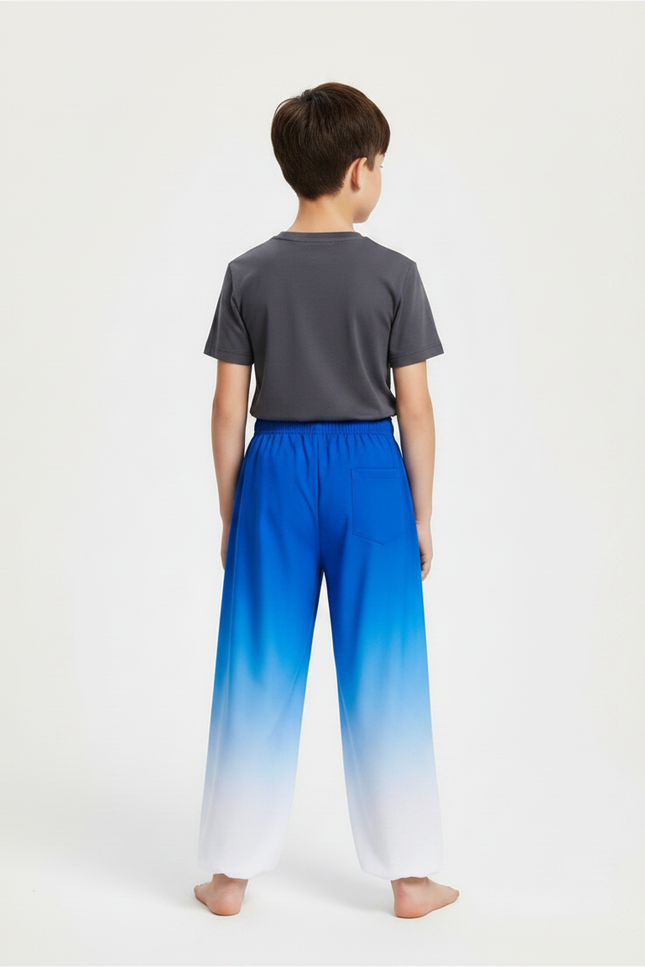Pantalon Chinois Dégradé Bleu Blanc Ample Enfant Doré - Multicolore Polyester - vue 2