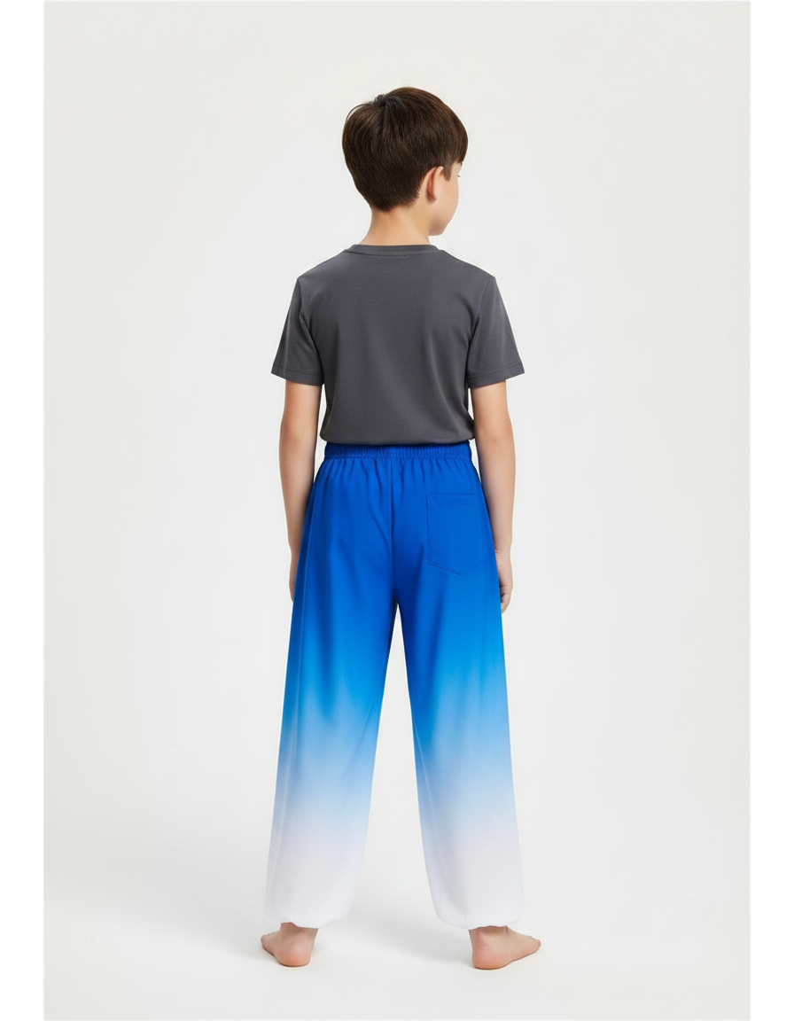 Pantalon Chinois Dégradé Bleu Blanc Ample Enfant Doré - Multicolore Polyester - vue 2