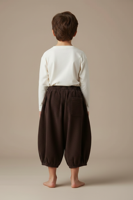 Pantalon Chinois Marron Côtelé Bouffant Enfant Mignon - Cordé - vue 2