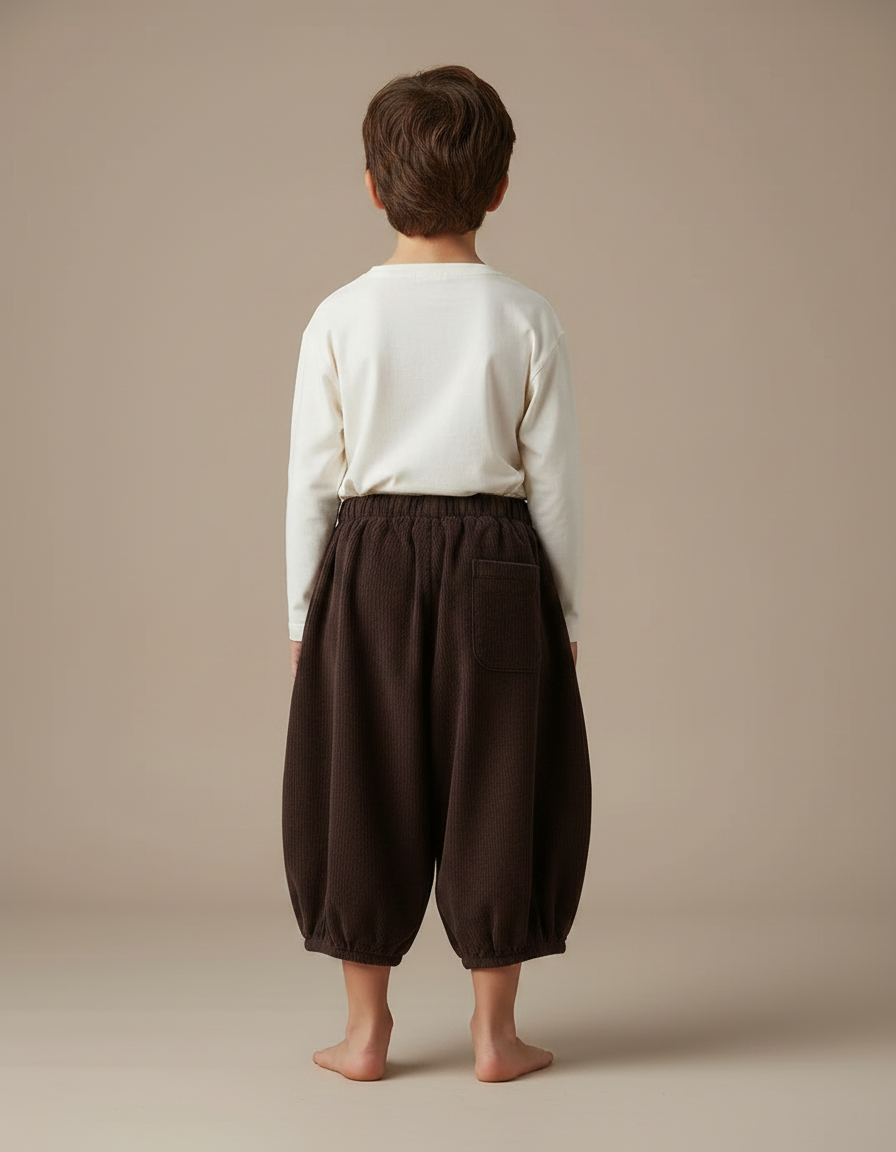 Pantalon Chinois Marron Côtelé Bouffant Enfant Mignon - Cordé - vue 2