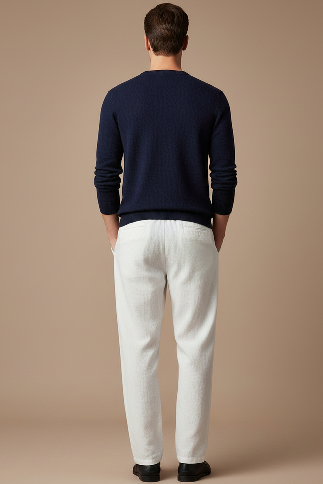 Pantalon Chinois Blanc Lin Ample Léger Homme - vue 2