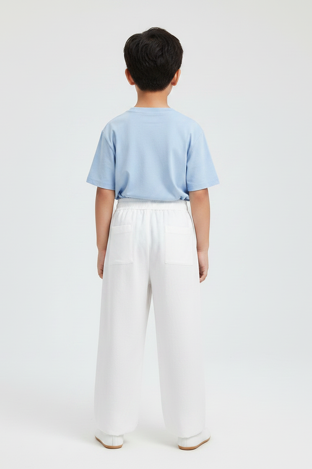 Pantalon Chinois Blanc Ample Coton Décontracté Enfant - vue 2