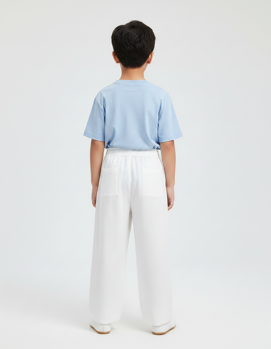 Pantalon Chinois Blanc Ample Coton Décontracté Enfant - vue 2