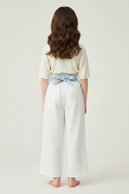 Pantalon Chinois Blanc Ample Lin Brodé Enfant - vue 2
