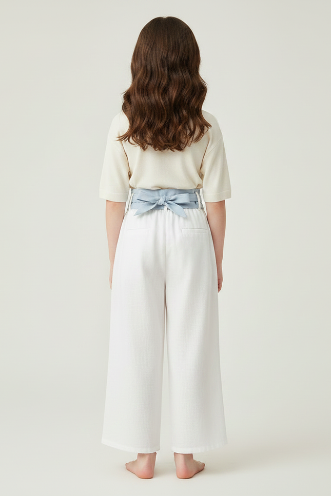 Pantalon Chinois Blanc Ample Lin Brodé Enfant - vue 2