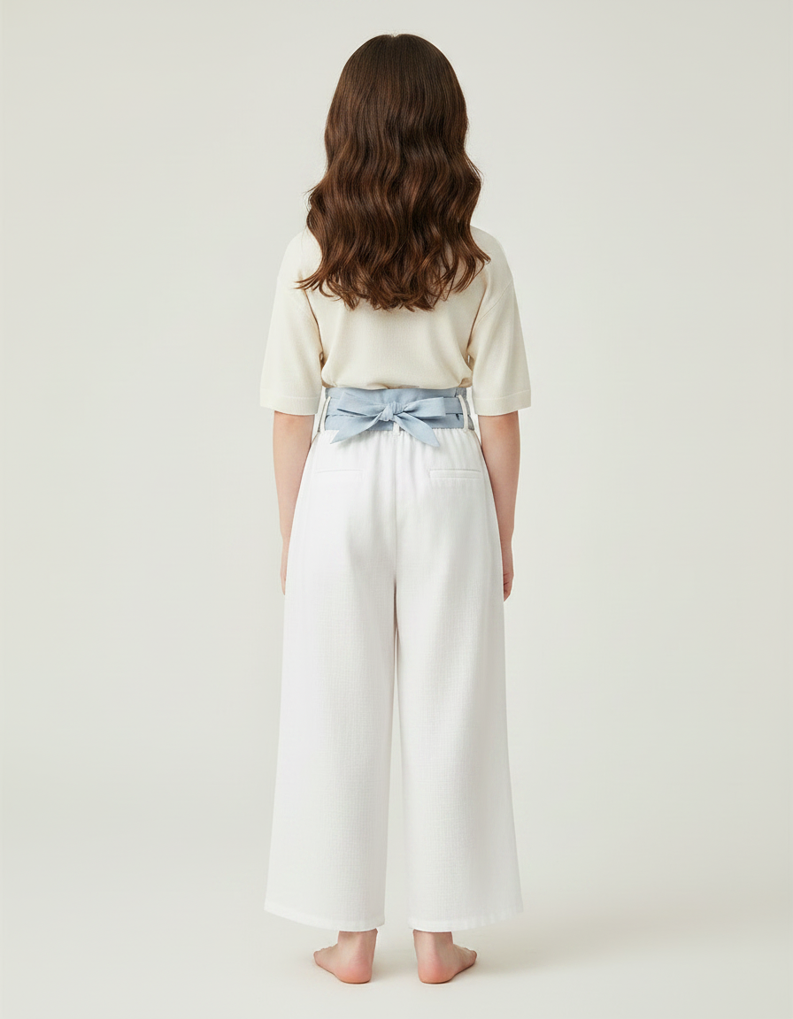 Pantalon Chinois Blanc Ample Lin Brodé Enfant - vue 2