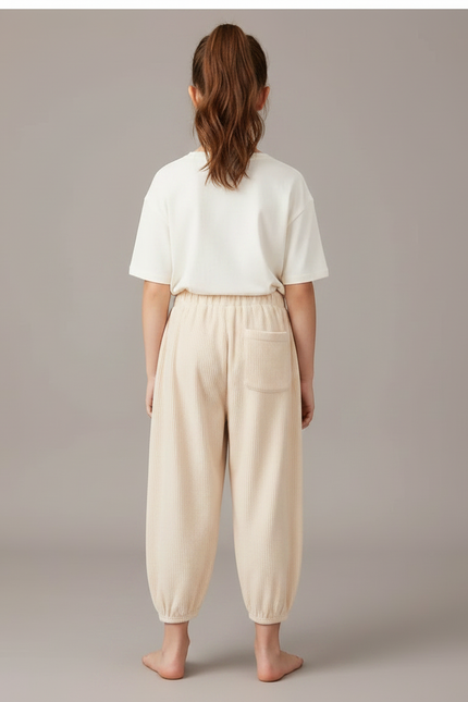 Pantalon Chinois Beige Côtelé Ample Confortable Enfant - Cordé - vue 2