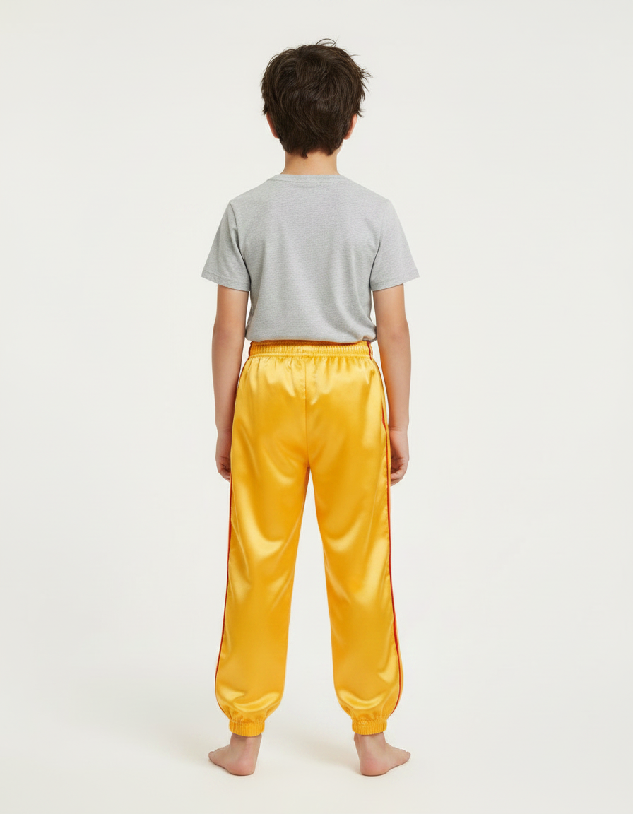 Pantalon Chinois Jaune Satiné Ample Élastique Garçon - vue 2