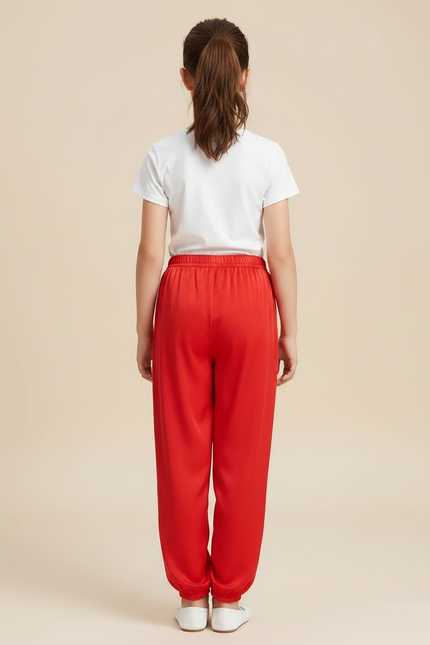 Pantalon Chinois Rouge Satiné Fluide Sport Enfant - vue 2