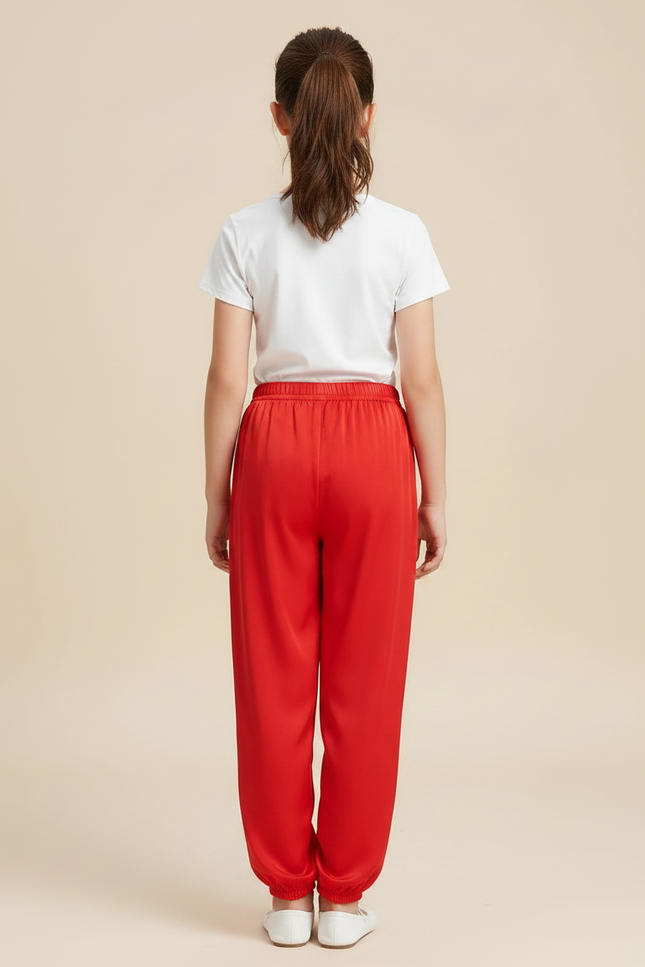 Pantalon Chinois Rouge Satiné Fluide Sport Enfant - vue 2