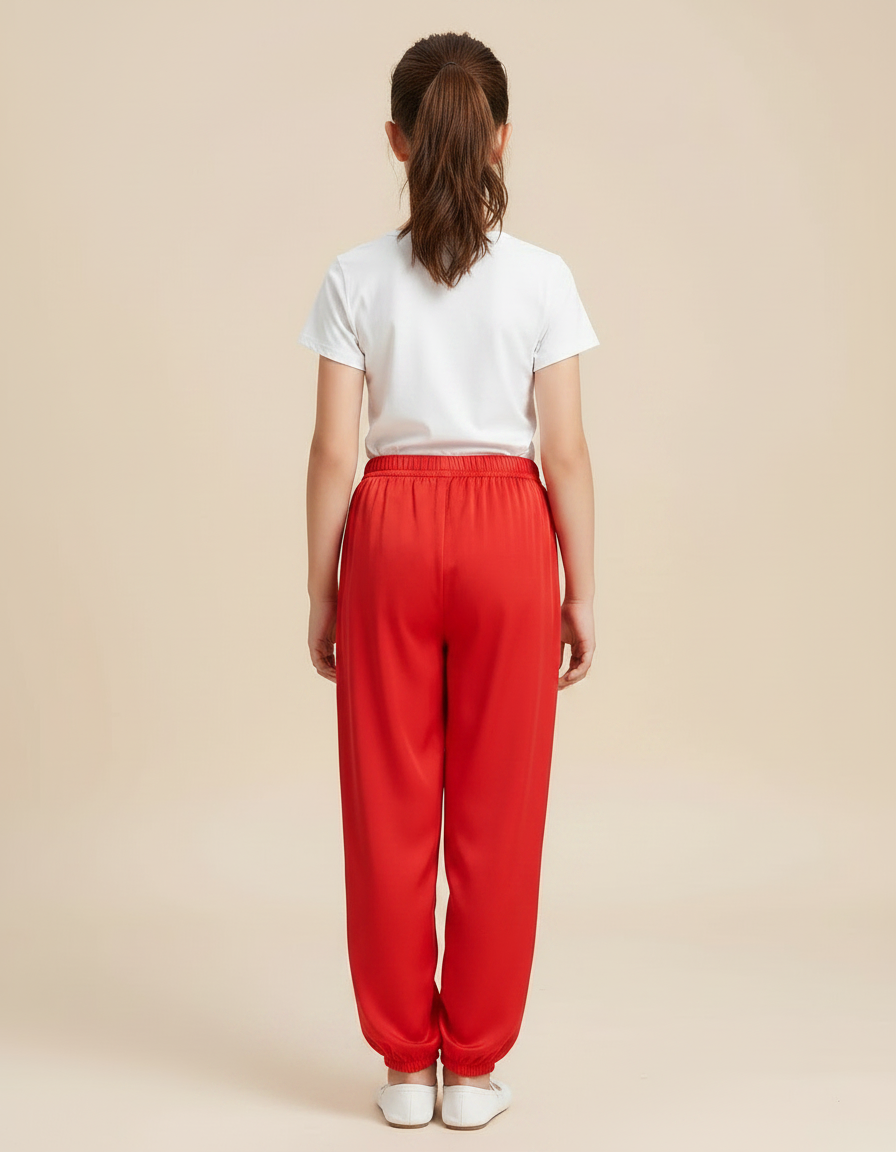 Pantalon Chinois Rouge Satiné Fluide Sport Enfant - vue 2