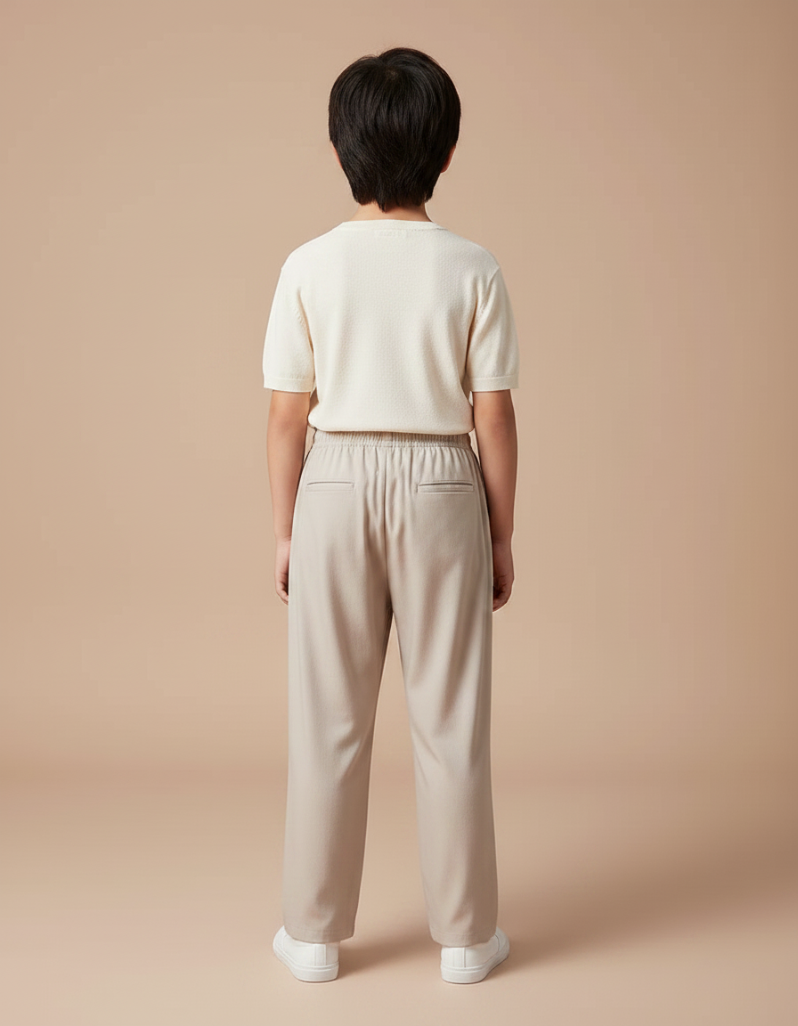 Pantalon Chinois Beige Ample Décontracté Enfant Coton - Viscose - vue 2