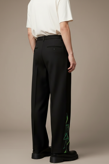 Pantalon Chinois Noir Ample Bambou Élégant Homme - Viscose - vue 2