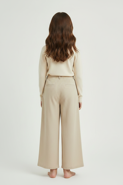 Pantalon Chinois Beige Lin Ample Boutons Latéraux Enfant - vue 2