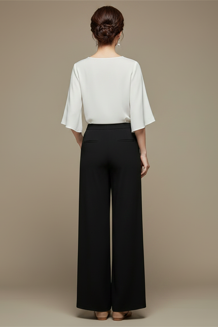 Pantalon Chinois Noir Ample Bambou Fluide Femme - Viscose - vue 2