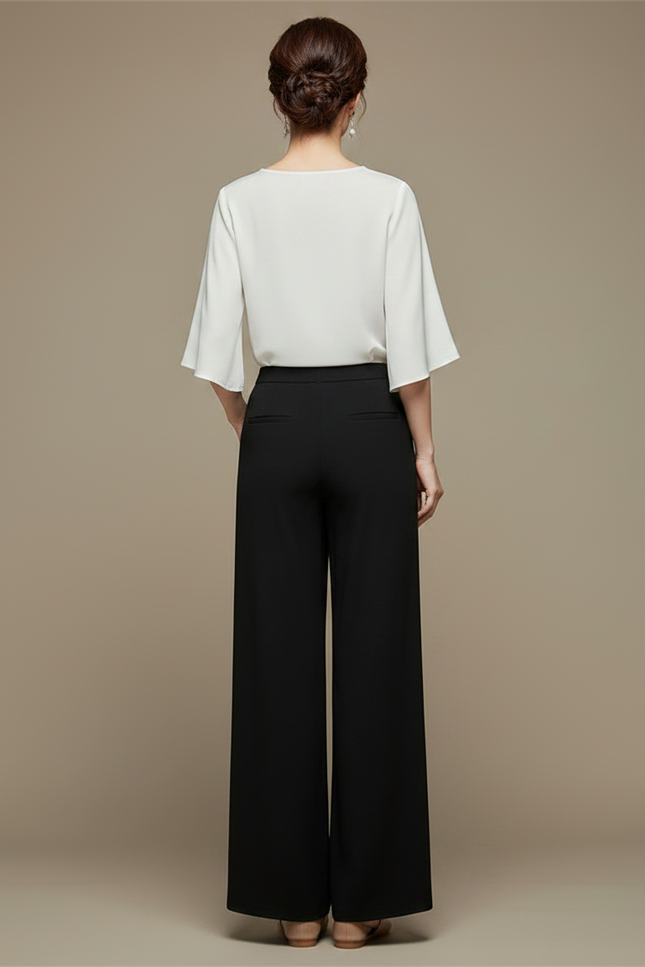 Pantalon Chinois Noir Ample Bambou Fluide Femme - Viscose - vue 2