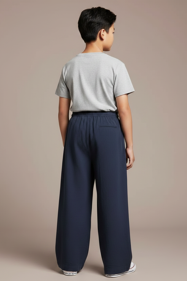 Pantalon Chinois Bleu Marine Ample Lin Confortable Enfant - vue 2