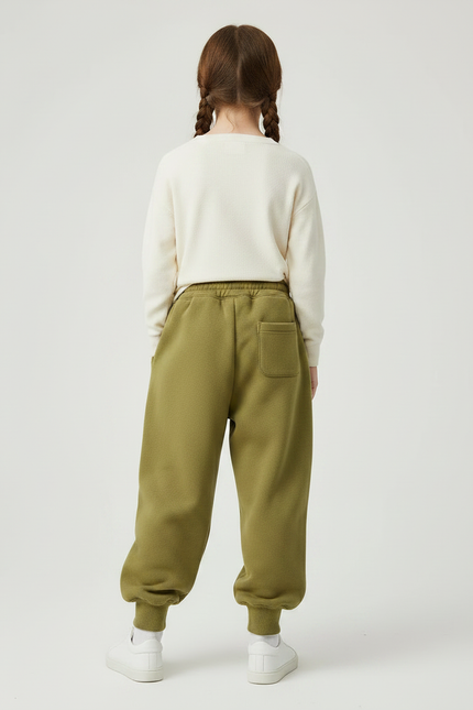 Pantalon Chinois Vert Ample Molletonné Confortable - Kaki - vue 2