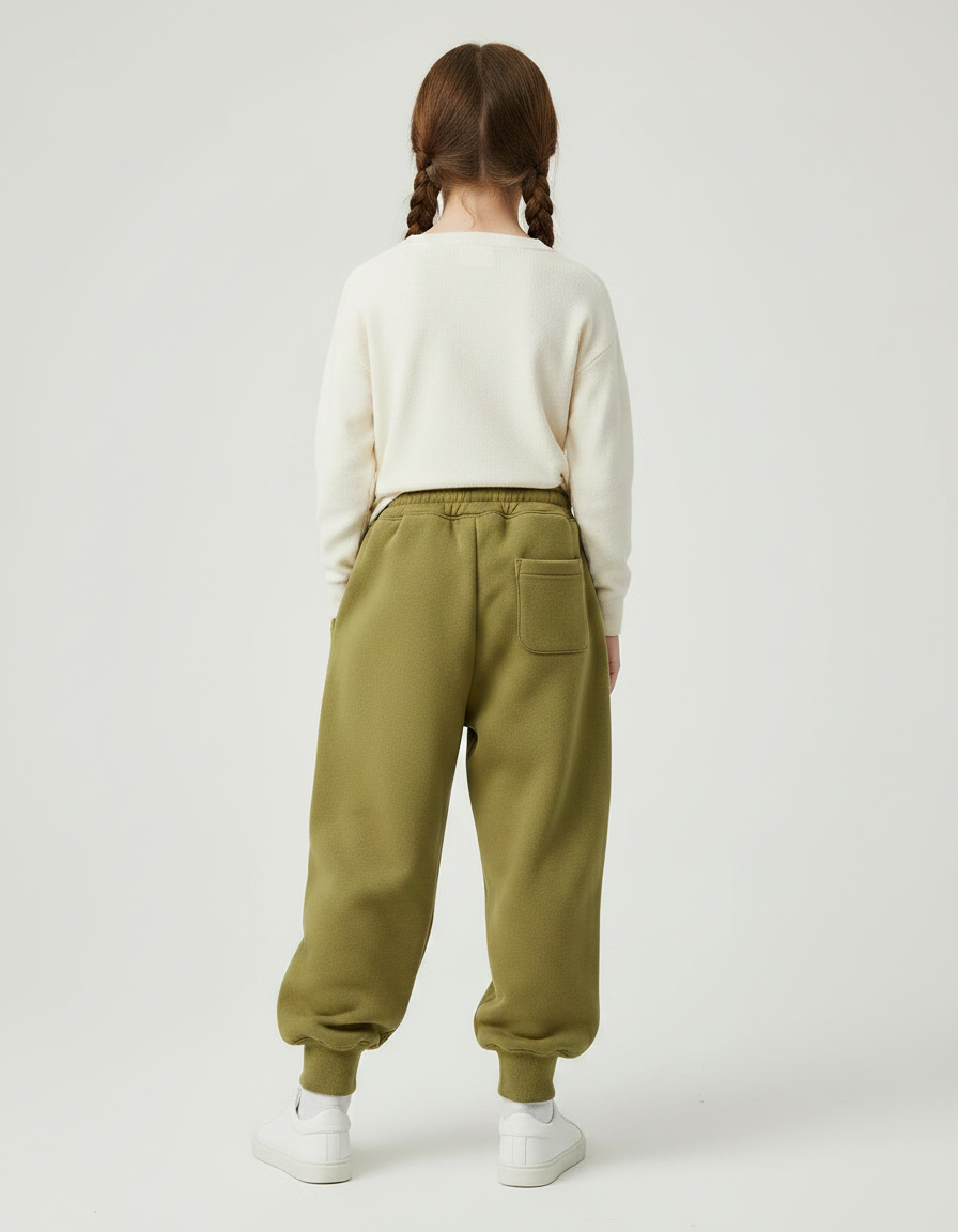 Pantalon Chinois Vert Ample Molletonné Confortable - Kaki - vue 2