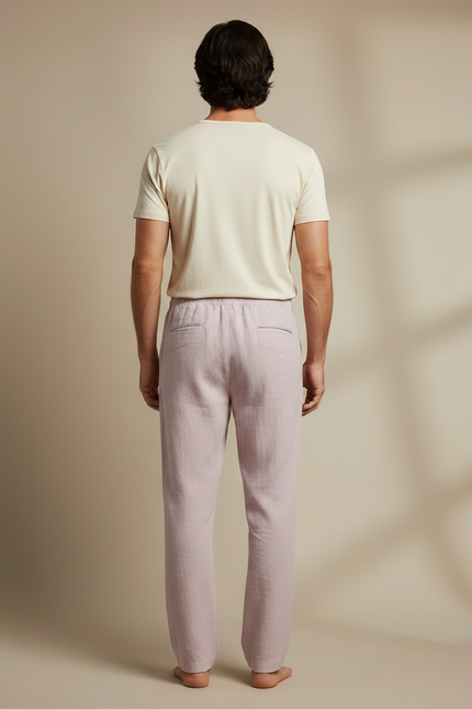 Pantalon Chinois Lin Coton Ample Rose Homme - vue 2