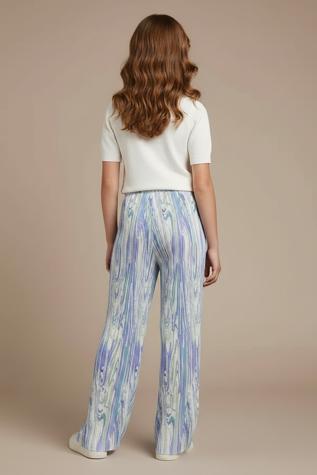 Pantalon Chinois Plissé Fluide Imprimé Marbré Enfant - Polyester - vue 2