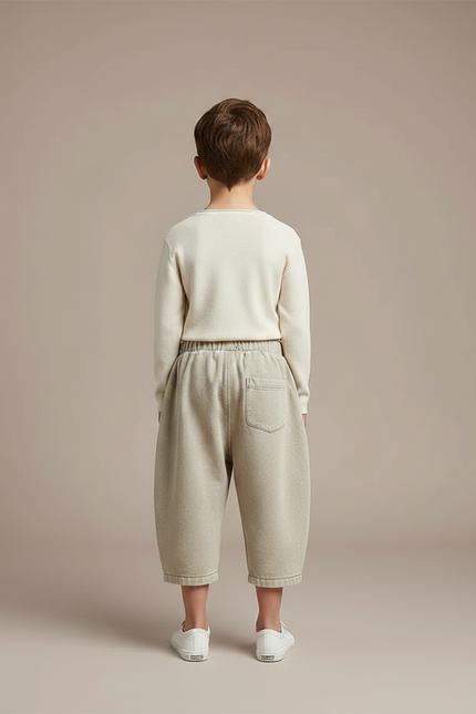 Pantalon Chinois Harem Ample Coton Enfant Beige - Molleton - vue 2