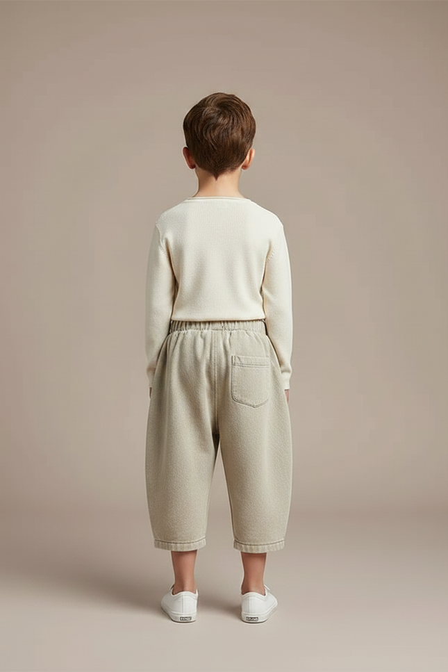 Pantalon Chinois Harem Ample Coton Enfant Beige - Molleton - vue 2