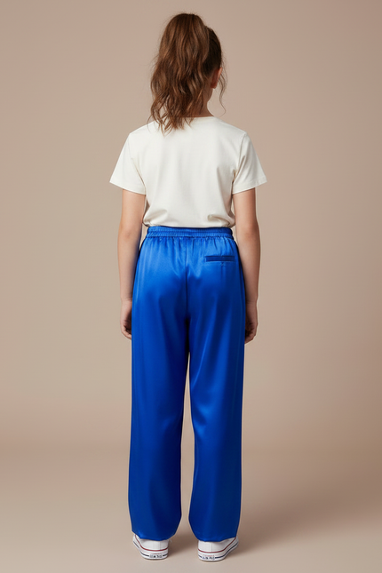 Pantalon Chinois Bleu Royal Satiné Ample Enfant - vue 2