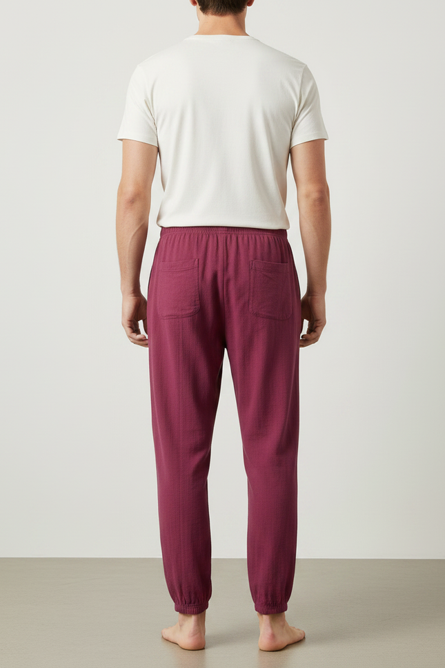 Pantalon Chinois Bordeaux Ample Coton Élastique Confortable - vue 2