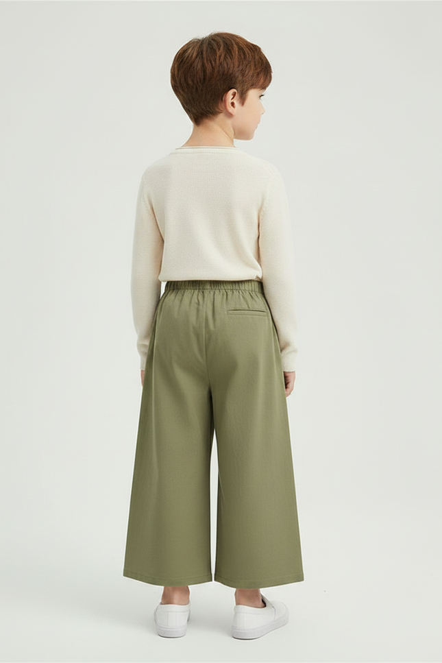 Pantalon Chinois Kaki Ample Coton Enfant Décontracté - vue 2