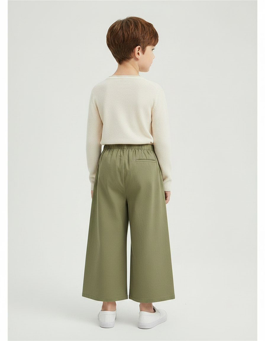 Pantalon Chinois Kaki Ample Coton Enfant Décontracté - vue 2