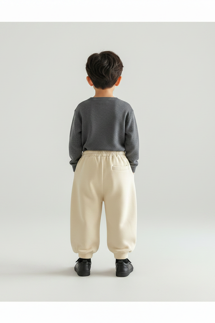 Pantalon Chinois Beige Harem Coton Enfant Sport Décontracté - Molleton - vue 2