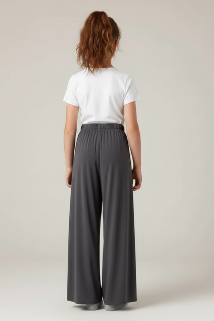 Pantalon Chinois Gris Fluide Ample Viscose Danse Fille - vue 2