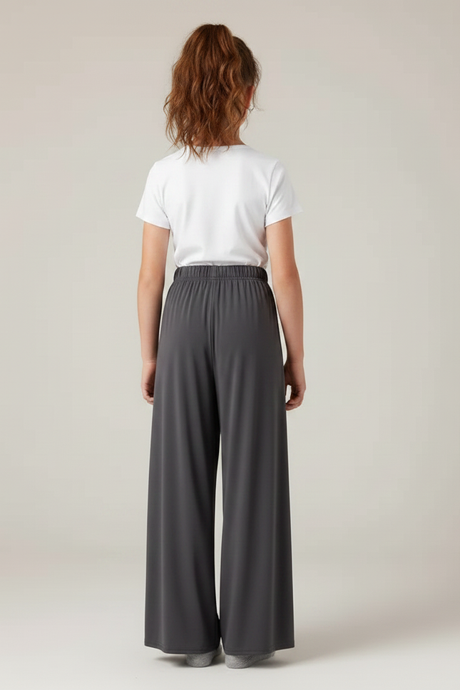 Pantalon Chinois Gris Fluide Ample Viscose Danse Fille - vue 2