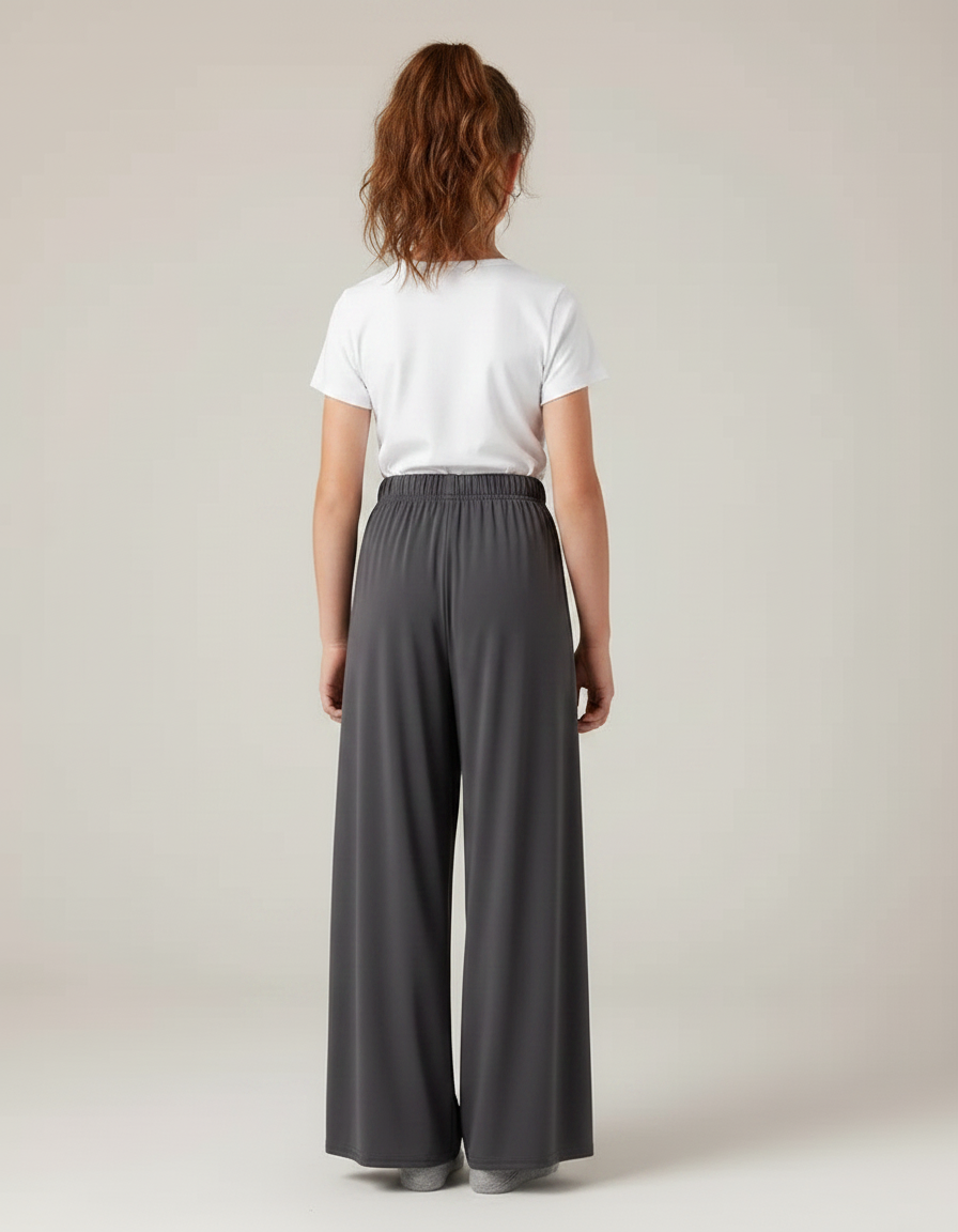 Pantalon Chinois Gris Fluide Ample Viscose Danse Fille - vue 2