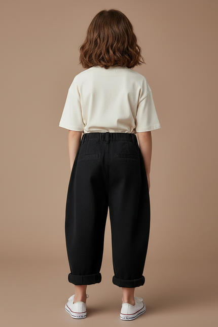Pantalon Chinois Noir Ample Coton Enfant - vue 2
