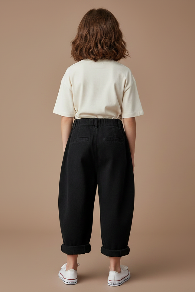 Pantalon Chinois Noir Ample Coton Enfant - vue 2