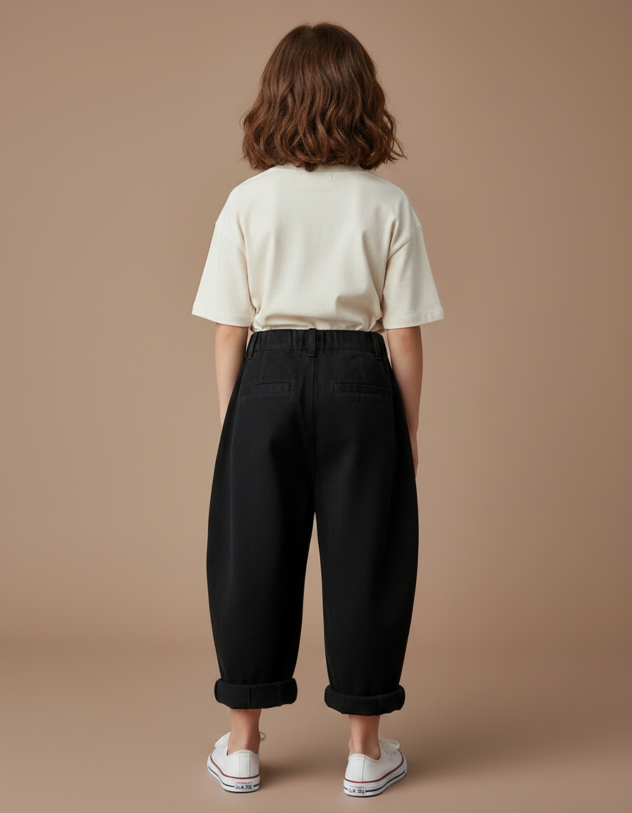 Pantalon Chinois Noir Ample Coton Enfant - vue 2