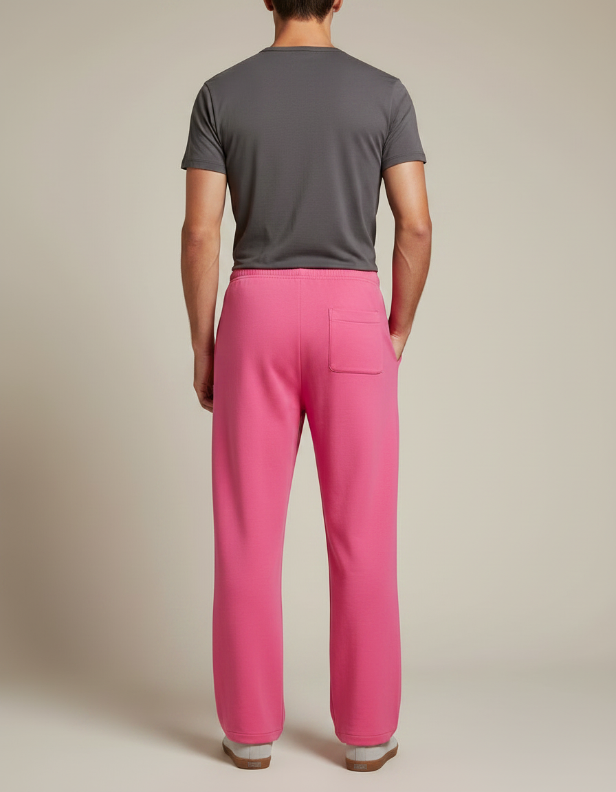 Pantalon Chinois Rose Vif Ample Coton Décontracté - Molleton - vue 2