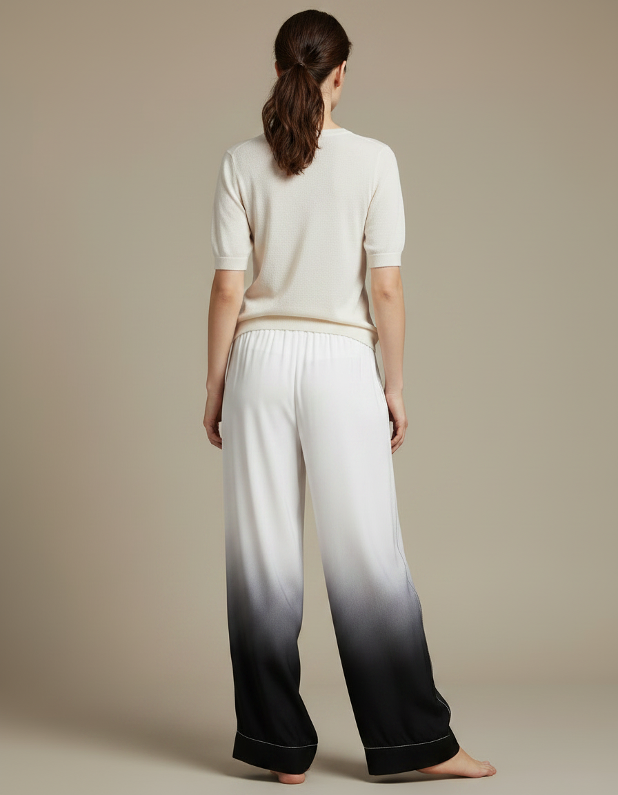 Pantalon Chinois Dégradé Fluide Ample Femme - Multicolore Satin - vue 2