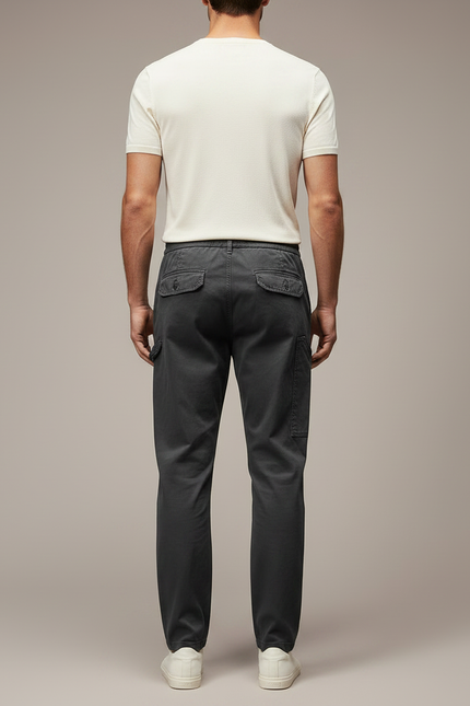 Pantalon Chinois Gris Décontracté Cordon Homme - Toile - vue 2