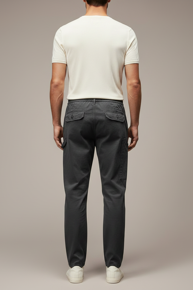 Pantalon Chinois Gris Décontracté Cordon Homme - Toile - vue 2