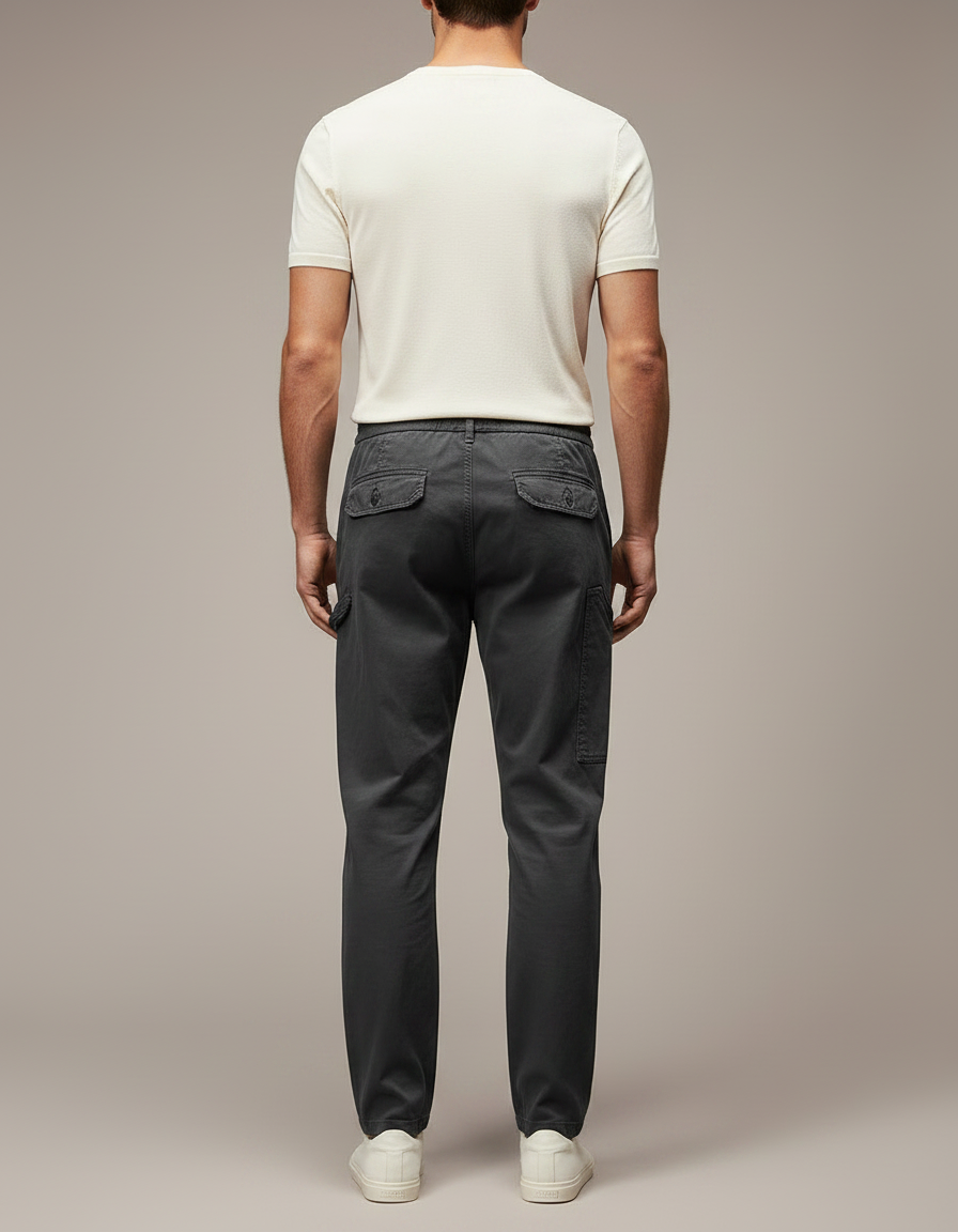 Pantalon Chinois Gris Décontracté Cordon Homme - Toile - vue 2