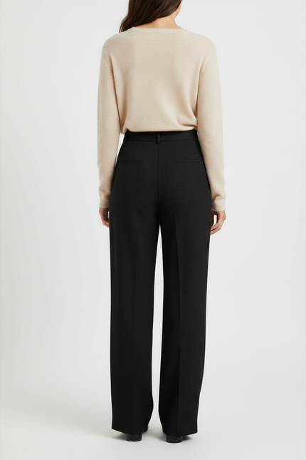 Pantalon Chinois Noir Ample Plissé Fluide Élégant - Viscose - vue 2