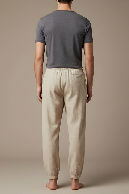 Pantalon Chinois Beige Coton Jogger Décontracté Confortable Homme - vue 2