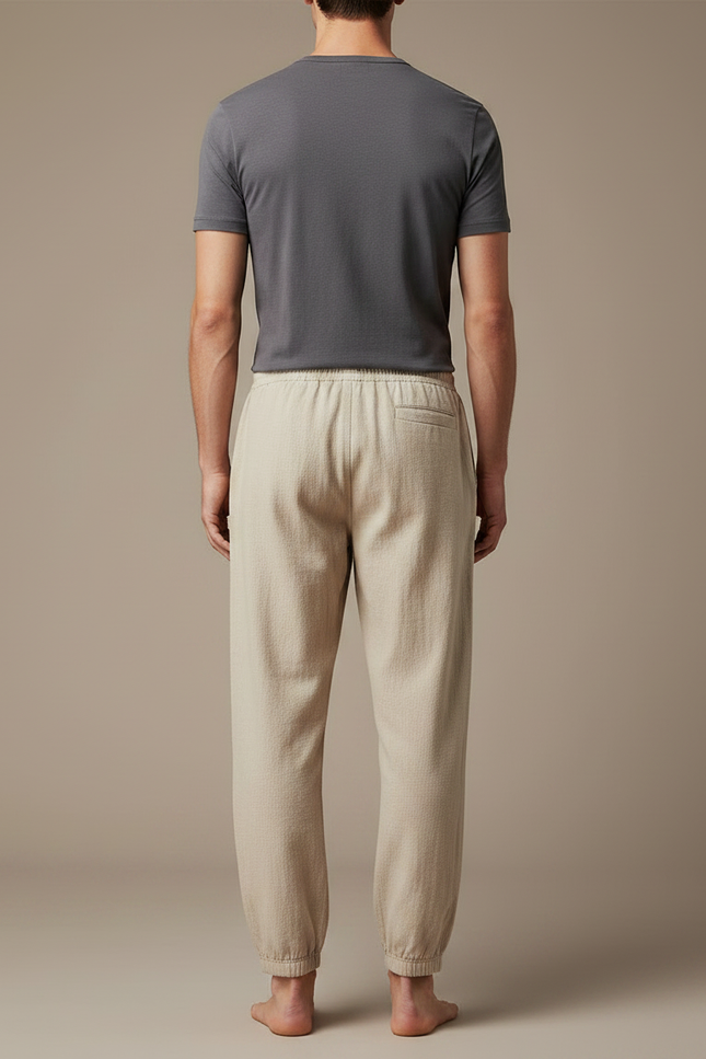 Pantalon Chinois Beige Coton Jogger Décontracté Confortable Homme - vue 2