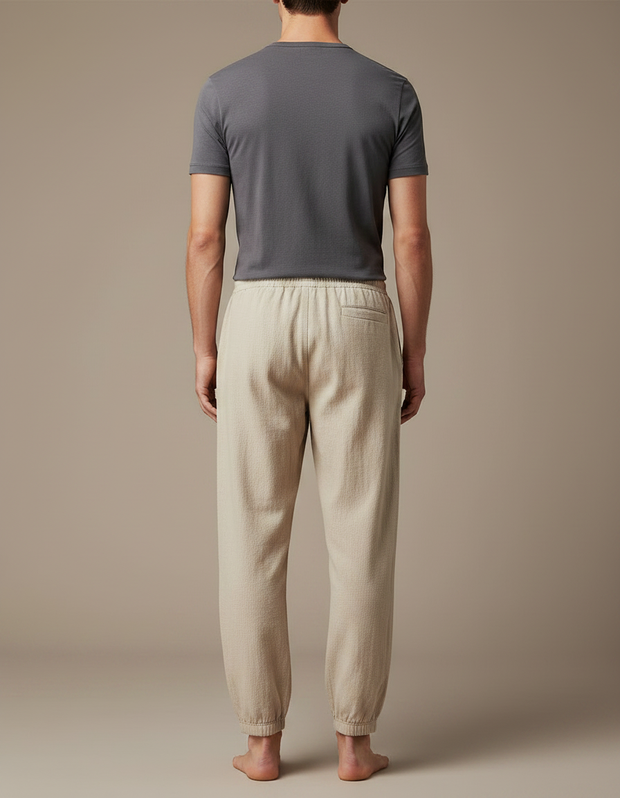 Pantalon Chinois Beige Coton Jogger Décontracté Confortable Homme - vue 2