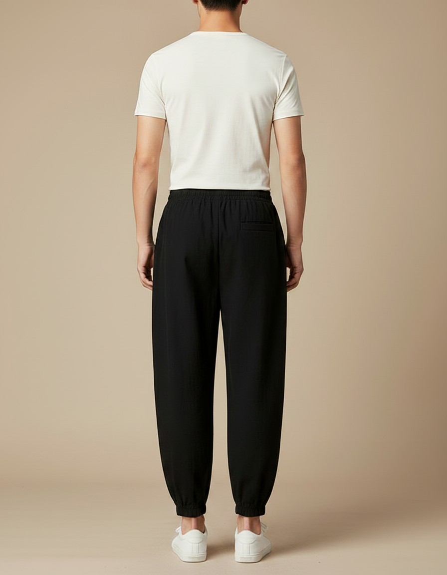Pantalon Chinois Noir Brodé Harem Coton Homme - Lin - vue 2