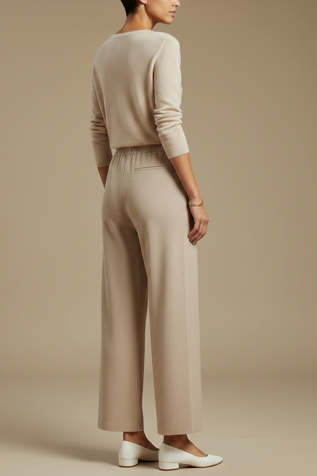 Pantalon Chinois Beige Ample Fluide Décontracté Femme - Maille - vue 2