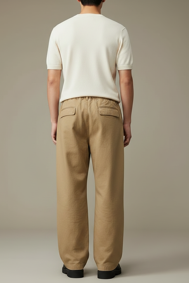 Pantalon Chinois Cargo Ample Cordon Beige Homme Décontracté - Toile - vue 2